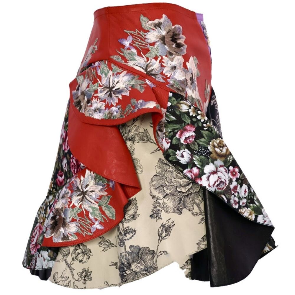 Alexander Mcqueen Floral Patchwork Ruffle Leather… - image 5